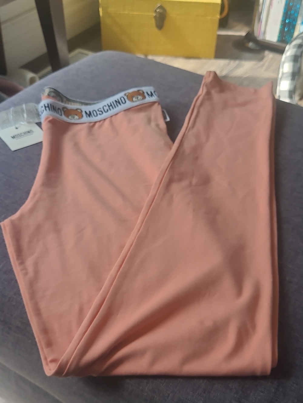 Moschino Peach Pinkish Leggings with Logo Bear Waistband